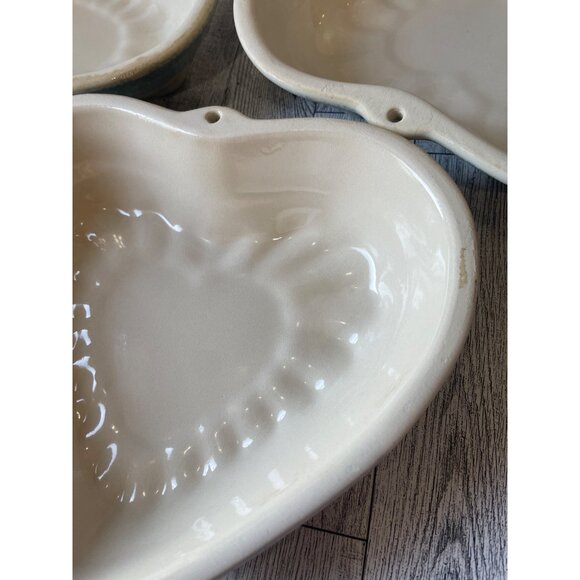 Spongeware Ceramic Heart Shaped Baking Dishes  Set of 3Country Core 90s - Picture 5 of 7
